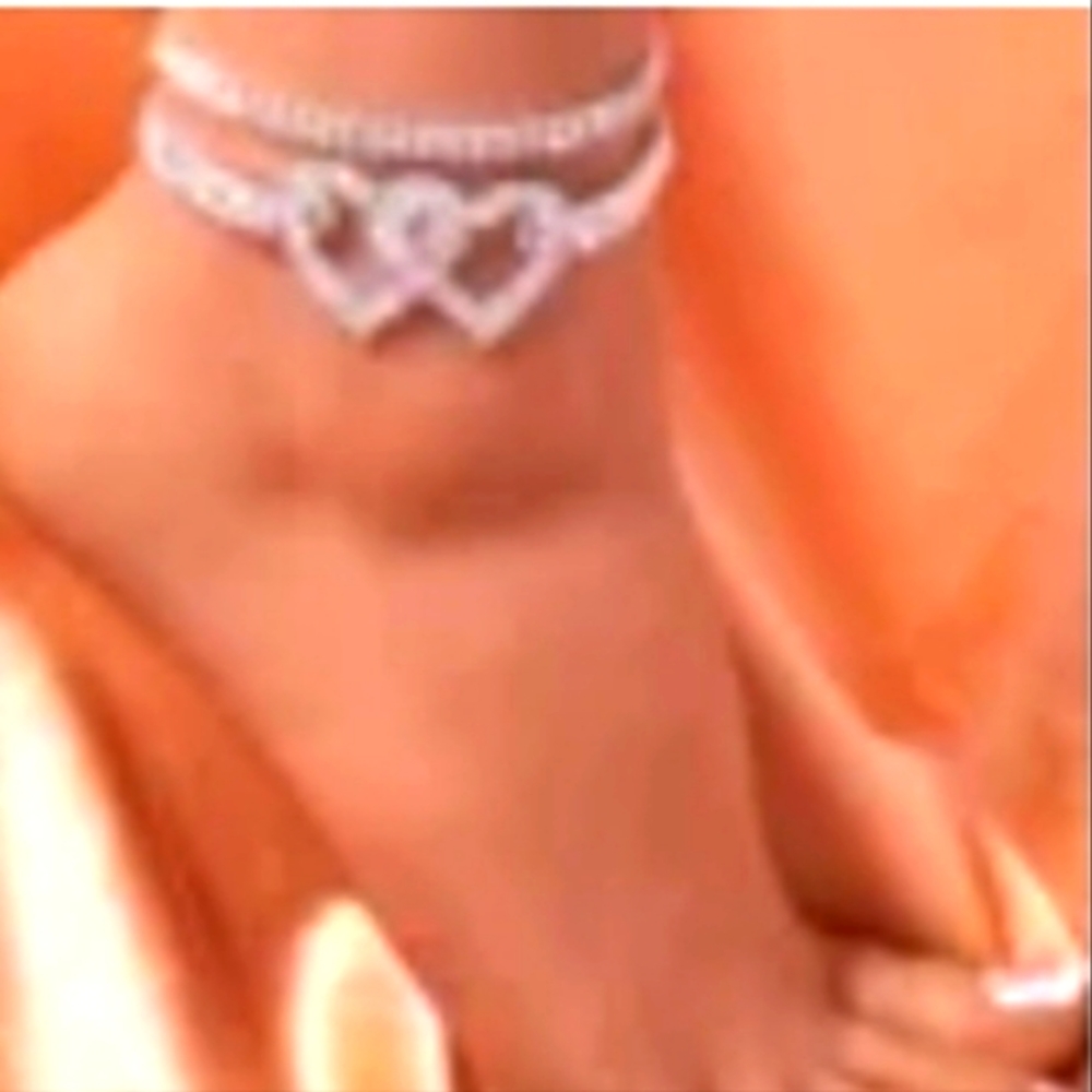 2 PIECE SET LADIES SILVER GOLD PLATED ANKLETS FOR WOMEN